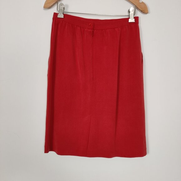 Braemar Petites Women's Mini Skirt Size 2 Red Silk Lined Business Casual Elegant - Picture 5 of 10
